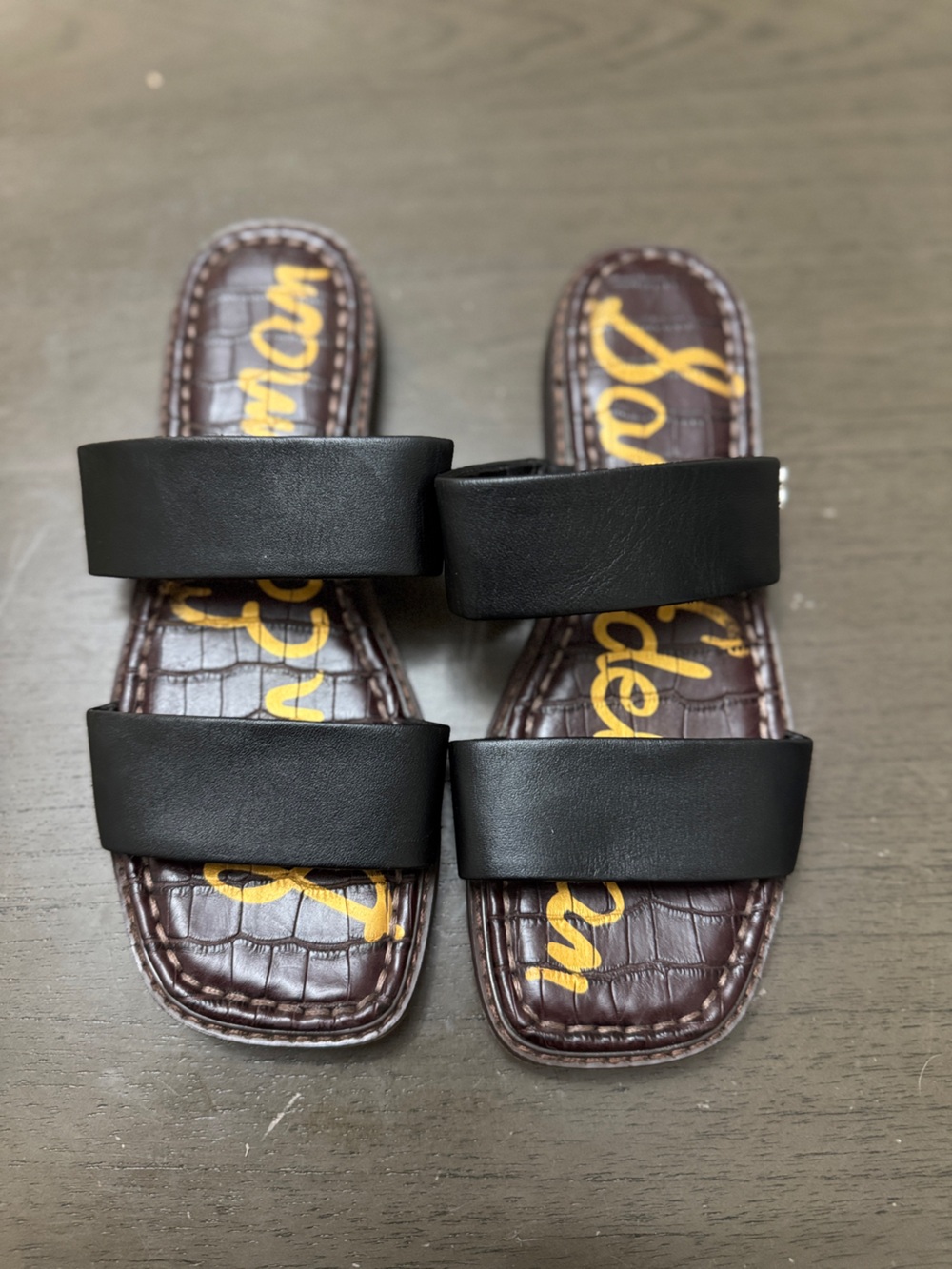 Sam Edelman Black Double-Strap Slide Sandals